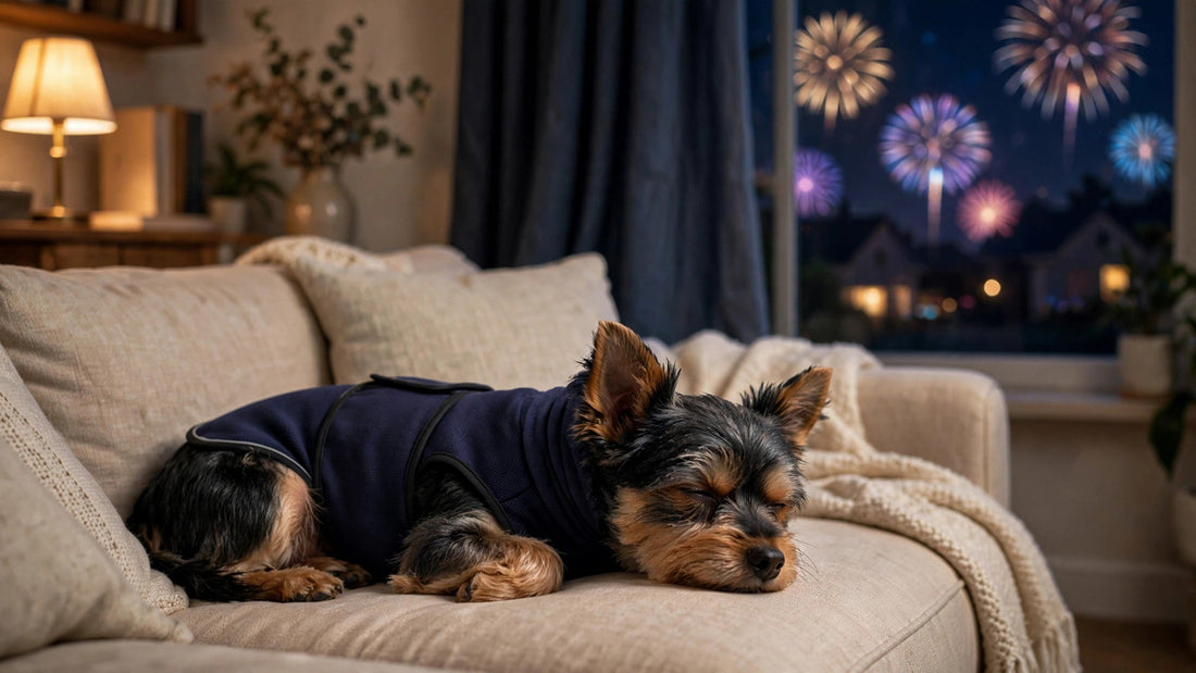 Fireworks lighting up the night sky over a home — why some dogs won't eat during fireworks