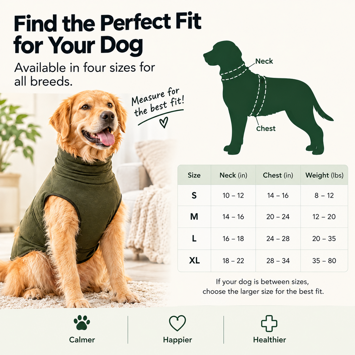 HeroCalm Vest Size Guide: How to Measure Your Dog